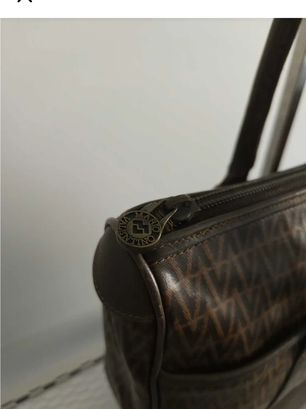 Valentino Brown Patterned Men's Tote Bag with Dual Handles